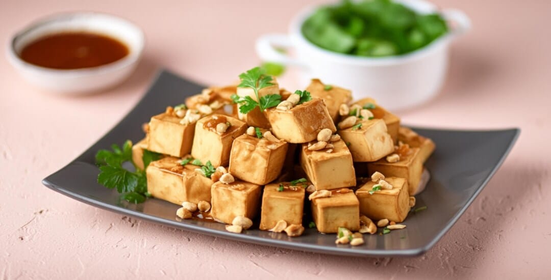 Tofu Frito con Salsa de Maní y Cilantro Tofu Frito con Salsa de Maní y Cilantro
