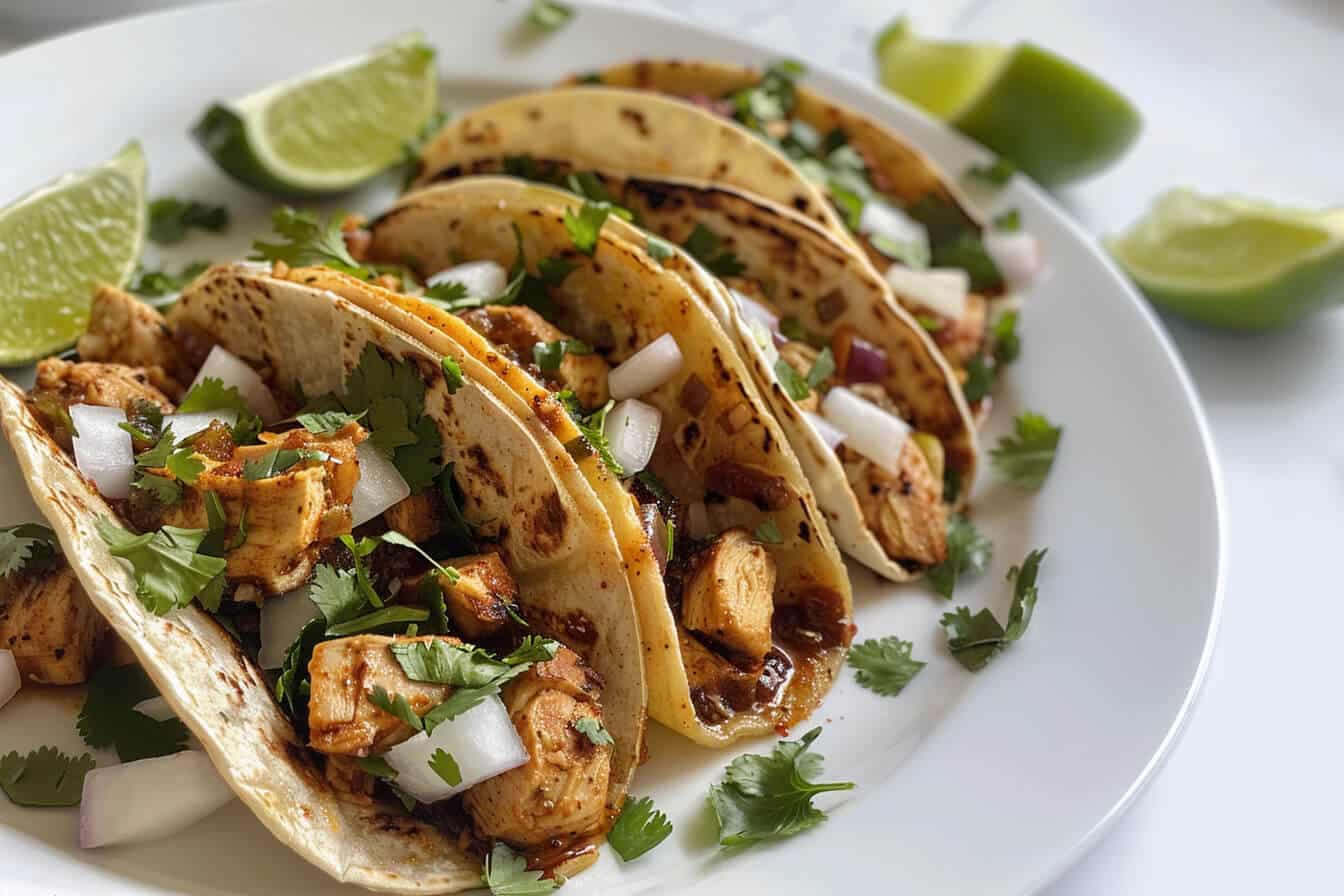 Tacos de Pollo con Salsa Valentina