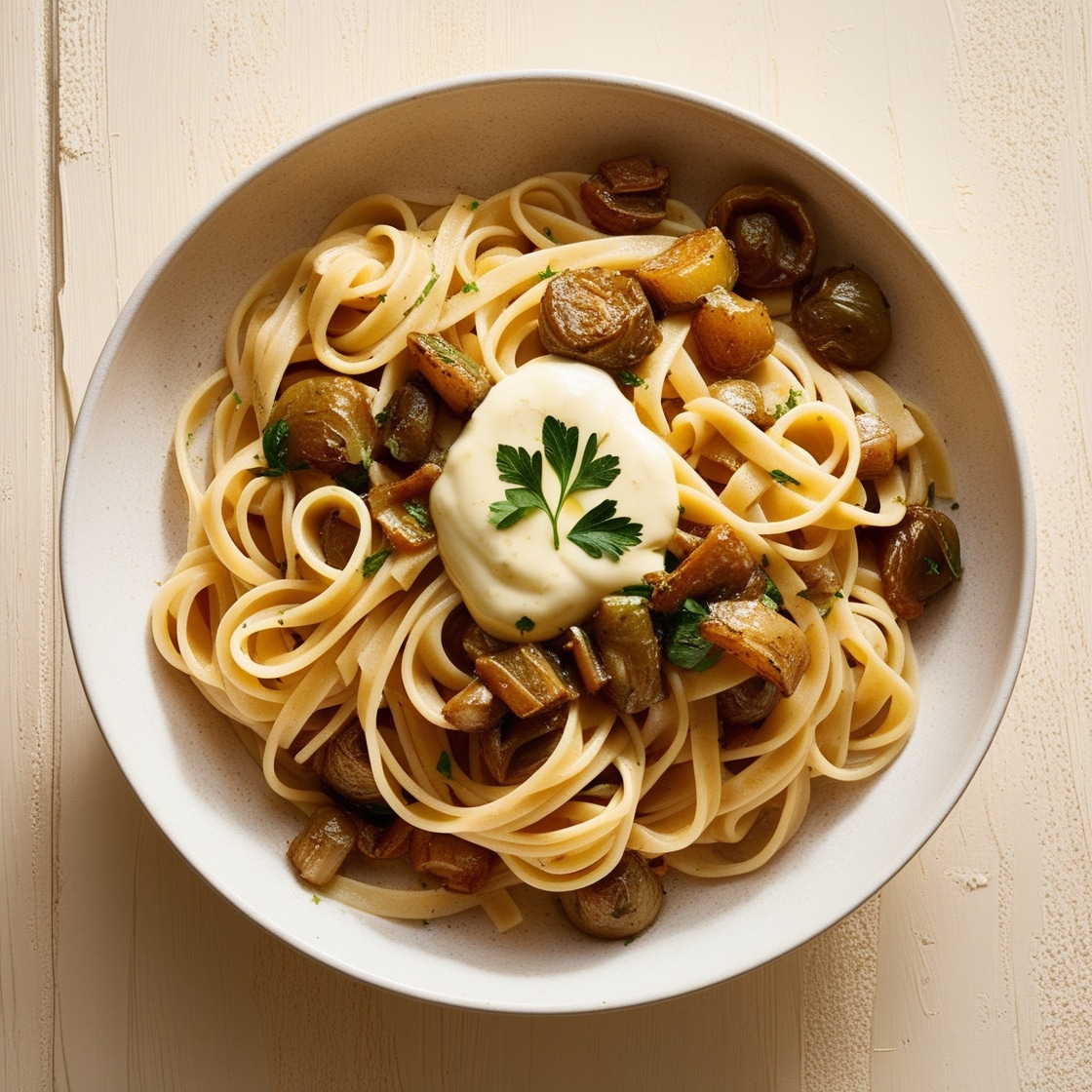 Pasta con Champiñones y Crema 