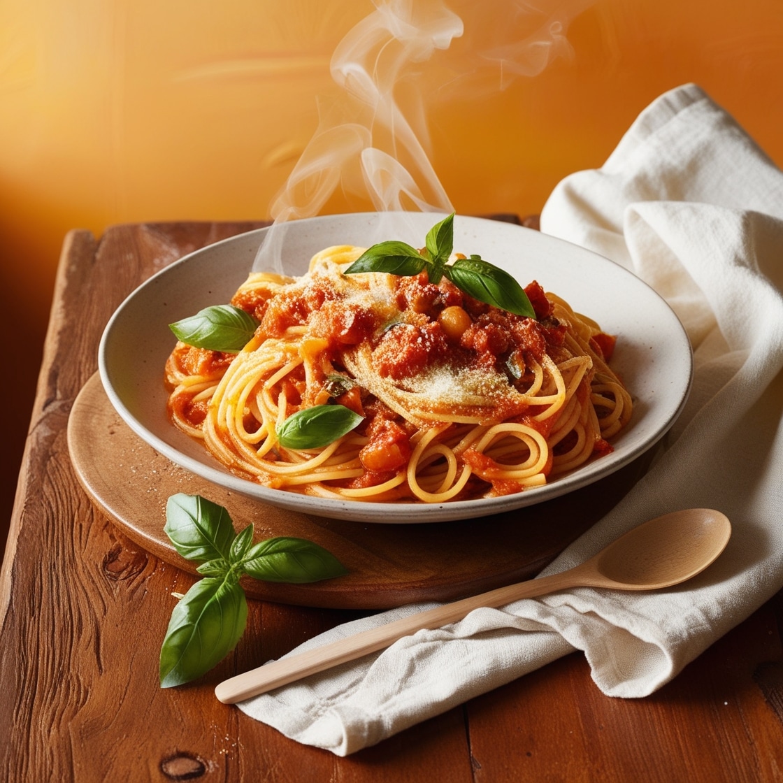 Pasta con Tomate y Albahaca 