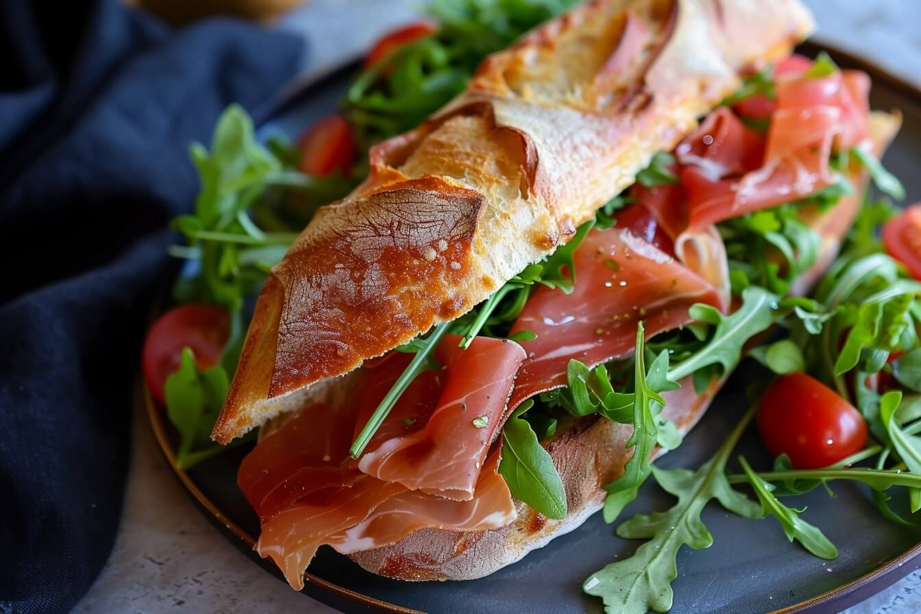 Sándwich de prosciutto y rúcula