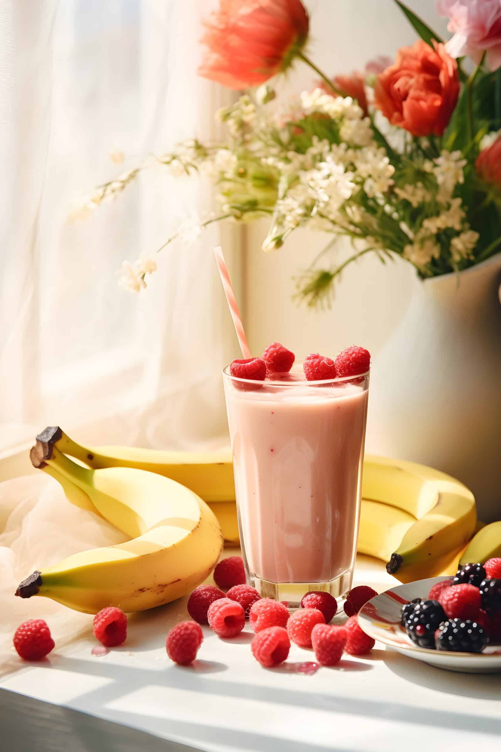 Smoothie de frutas con avena y yogur 