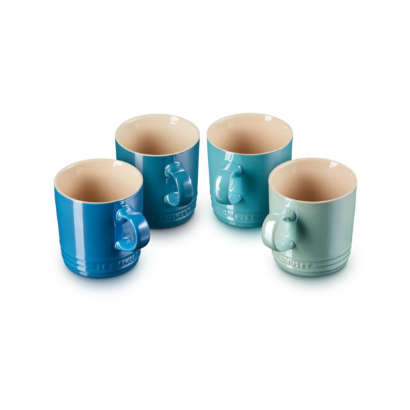 Metallics Set 4 Tazas Azul Cerámica de gres